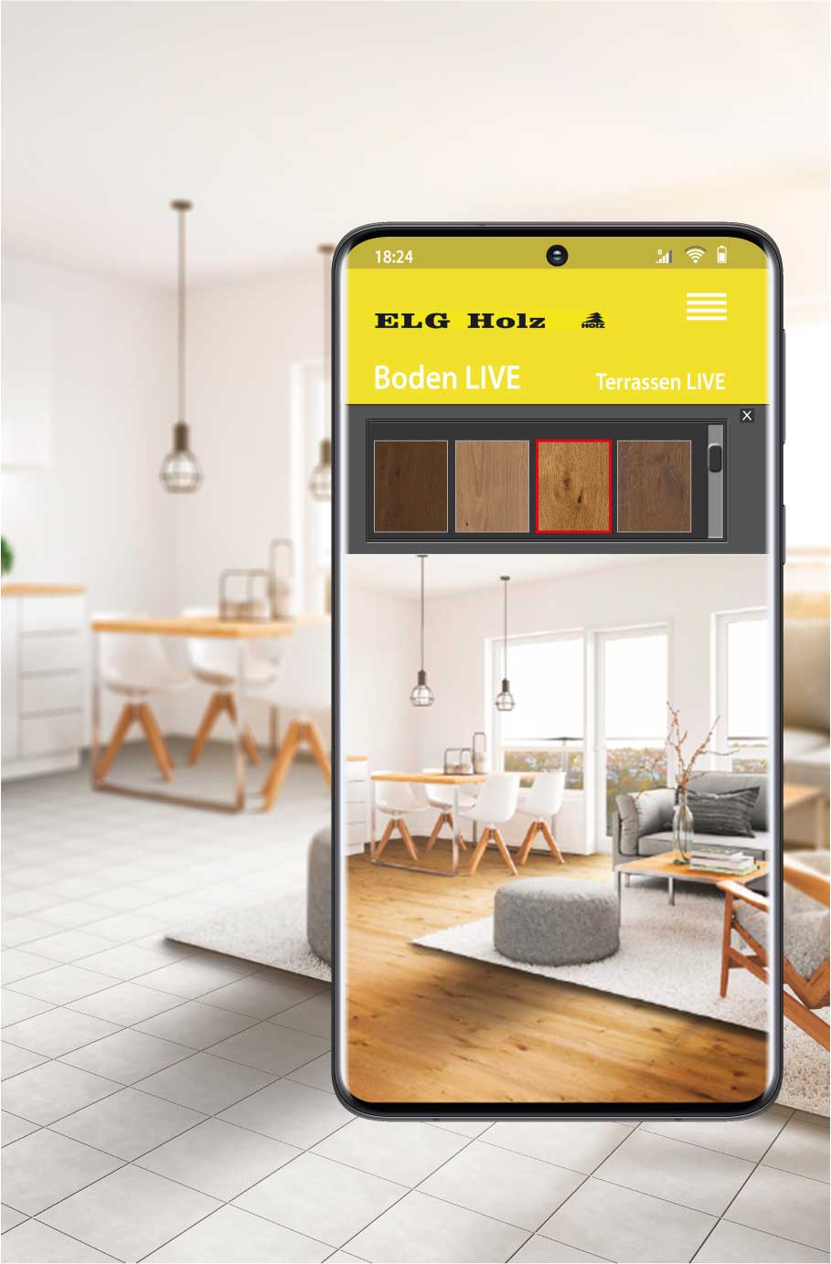 ELG Holz Boden LIVE - Parkettboden, Laminat, Designboden direkt und sofort digital im eigenen Raum verlegen für Altenburg, Gera, Zwickau, Grimmitschau, Glauchau, Borna und Meerane